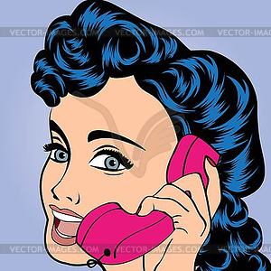 Pop art cute retro woman in comics style - vector image