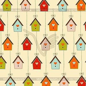 Pattern with birdcages - vector EPS clipart