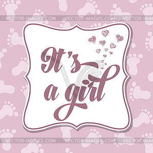 Baby girl invitation for baby shower - vector clipart