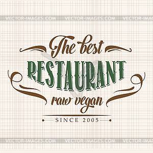 Ретро сырье веганский плакат ресторан - векторное графическое изображение