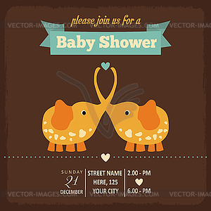 Baby shower invitation in retro style - vector EPS clipart