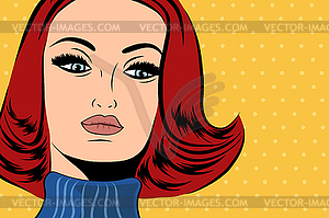 Pop art cute retro woman in comics style with - vector clip art