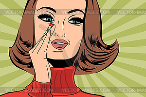 Pop art cute retro woman in comics style with - vector clipart