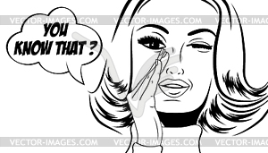 Pop art cute retro woman in comics style with - vector image