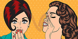 Pop art retro women in comics style that gossip - vector clipart