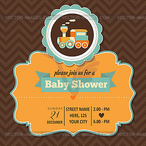 Baby shower invitation in retro style - vector clipart / vector image