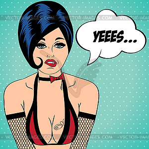 Sexy horny woman in comic style, xxx - vector image