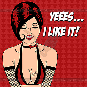 Sexy horny woman in comic style, xxx - vector clipart