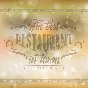 Retro restaurant poster on yellow blurred background - vector clipart