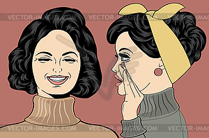 Pop art retro women in comics style that gossip - vector clipart