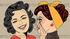 Pop art retro women in comics style that gossip - vector clip art