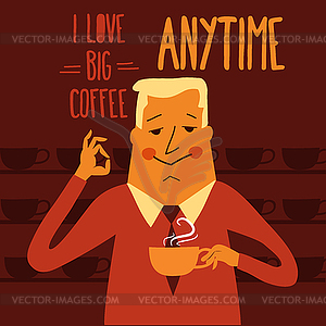 Coffee break, businessman drinking coffee - vector clip art