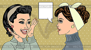 Pop art retro women in comics style that gossip - vector EPS clipart