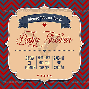 Baby shower invitation in retro style - vector clipart