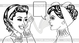 Pop art retro women in comics style that gossip - vector EPS clipart