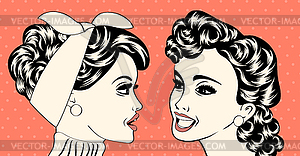 Pop art retro women in comics style that gossip - stock vector clipart