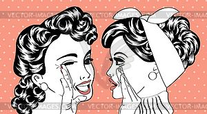 Pop art retro women in comics style that gossip - vector clipart