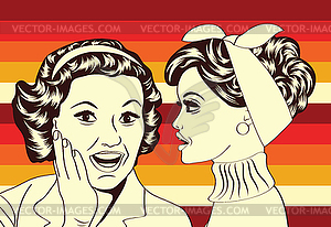 Pop art retro women in comics style that gossip - vector clip art