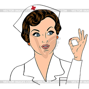 Beautiful friendly and confident nurse smiling - vector image