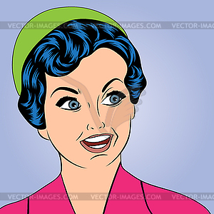 Pop art cute retro woman in comics style - vector clipart