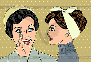 Pop art retro women in comics style that gossip - vector EPS clipart