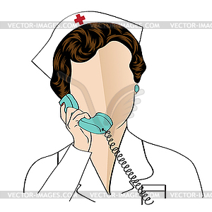 Beautiful friendly and confident nurse talking by - vector clipart