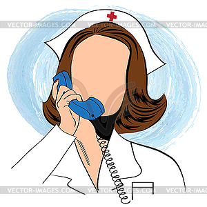 Beautiful friendly and confident nurse talking by - vector image