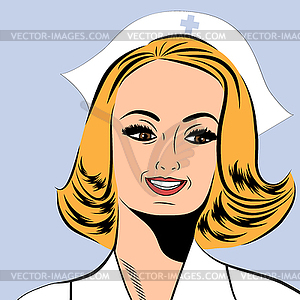 Красивая дружелюбный и уверенный медсестра - рисунок в векторном формате