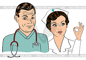 Doctor and nurse - vector image