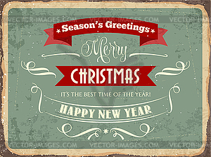 Retro metal sign  Merry Chrismas - vector image