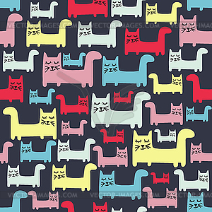 Seamless pattern with cats - vector clip art