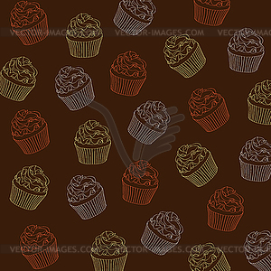 Cupcakes pattern - vector clip art