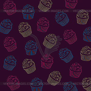 Cupcakes pattern - vector image