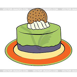 Doodle cupcake on plate - vector clip art