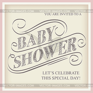 Baby shower invitation in retro style - vector image