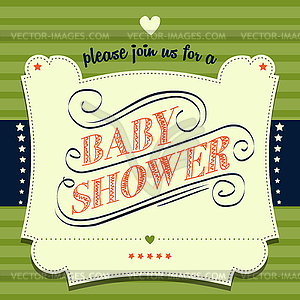 Baby shower invitation in retro style - vector image