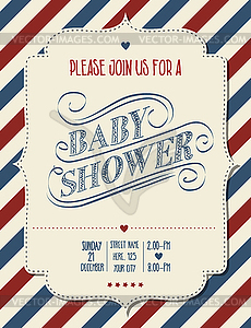 Baby shower invitation in retro style - vector image