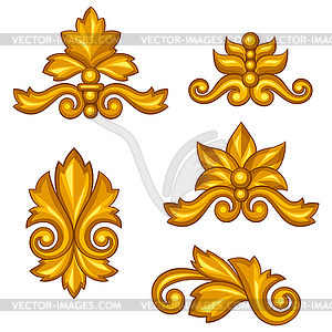 Set of baroque ornamental antique gold scrolls and - vector image
