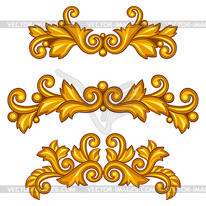 Set of baroque ornamental antique gold scrolls and - vector clip art