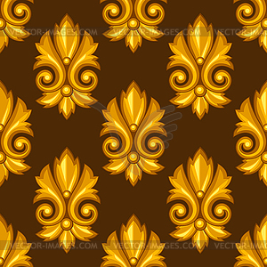 Seamless pattern with baroque ornamental floral gol - vector image