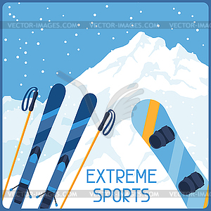 Extreme sports on background of mountain winter - vector clipart / vector image