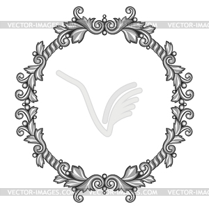 Baroque ornamental antique silver frame - white & black vector clipart