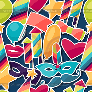 Celebration seamless pattern with carnival - color vector clipart