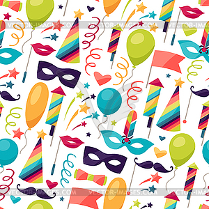 Celebration seamless pattern with carnival icons an - vector image