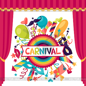 Celebration festive background with carnival icons - vector clipart