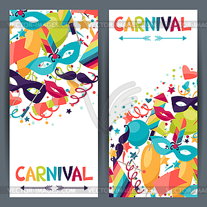 Празднование вертикальные баннеры с карнавальных значков - векторная иллюстрация