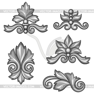 Set of baroque ornamental antique silver scrolls an - vector clipart