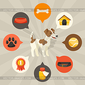 Visual infographics with cute dogs, icons and - vector clip art