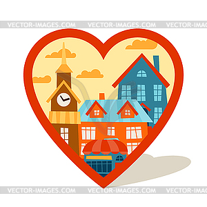 Cityscape navigation marker with cute colorful - color vector clipart