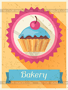 Bakery retro poster background design in flat style - vector clipart